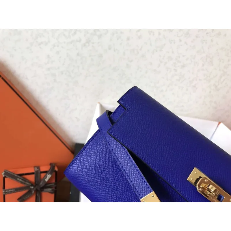 Kelly Classic Long Wallet In Blue Electric Epsom Leather