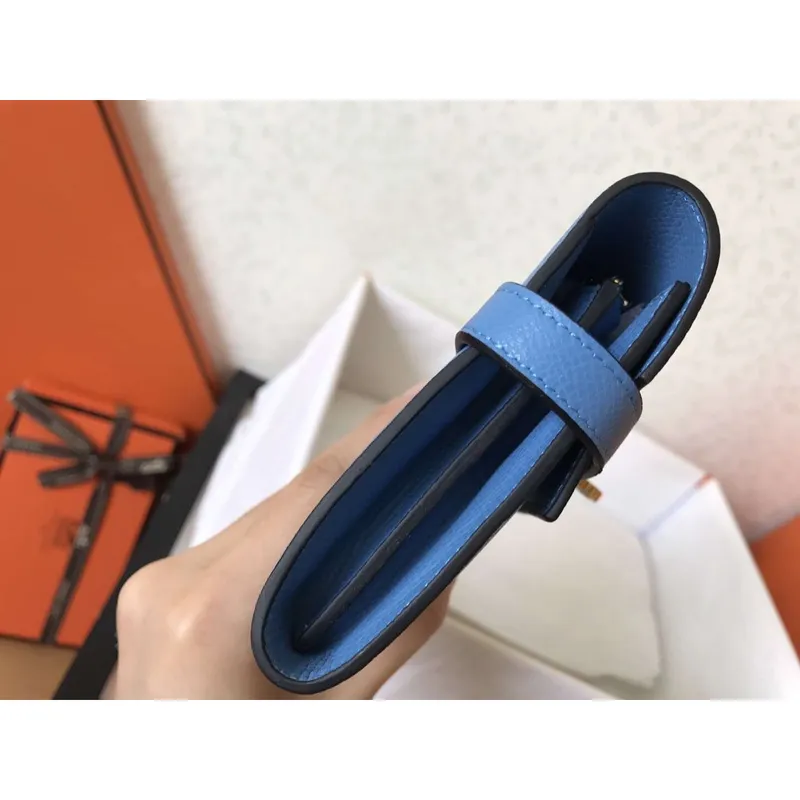 Kelly Classic Long Wallet In Blue Jean Epsom Leather