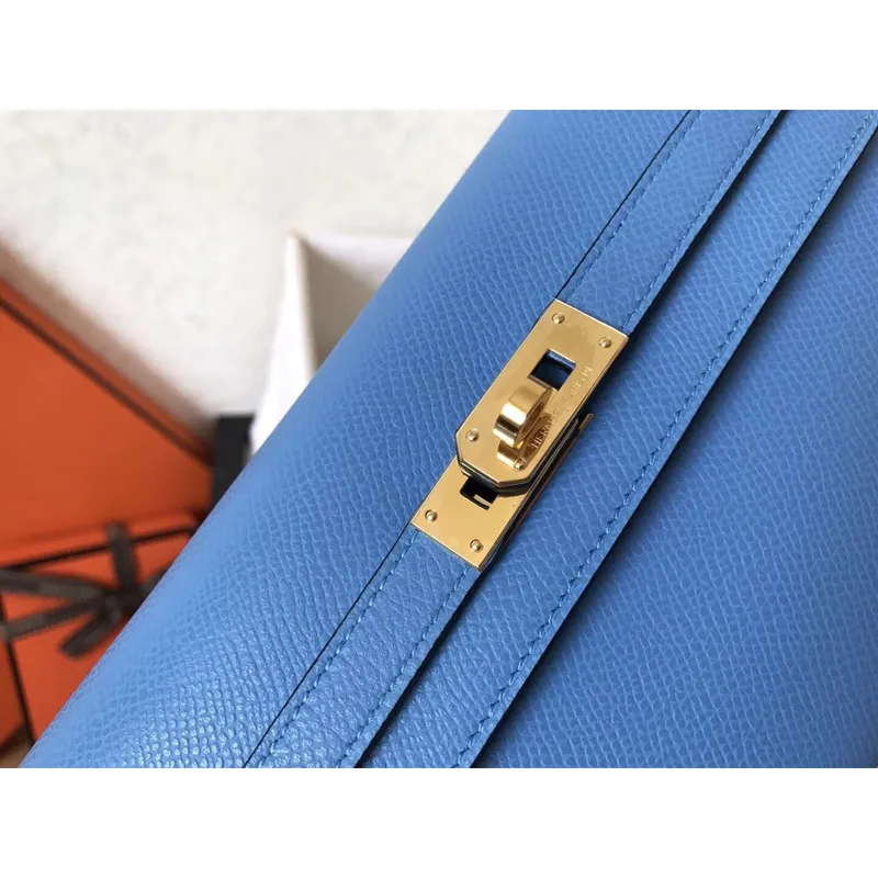 Kelly Classic Long Wallet In Blue Jean Epsom Leather