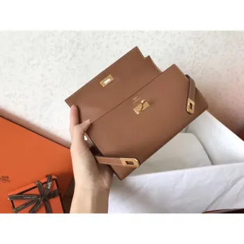 Kelly Classic Long Wallet In Brown Epsom Leather