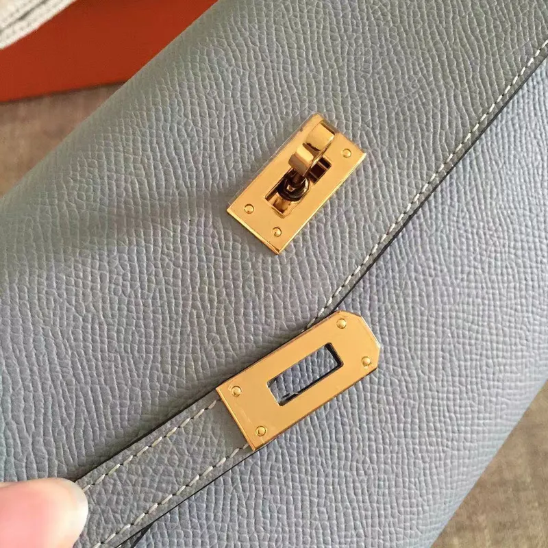 Kelly Classic Long Wallet In Ciel Epsom Leather