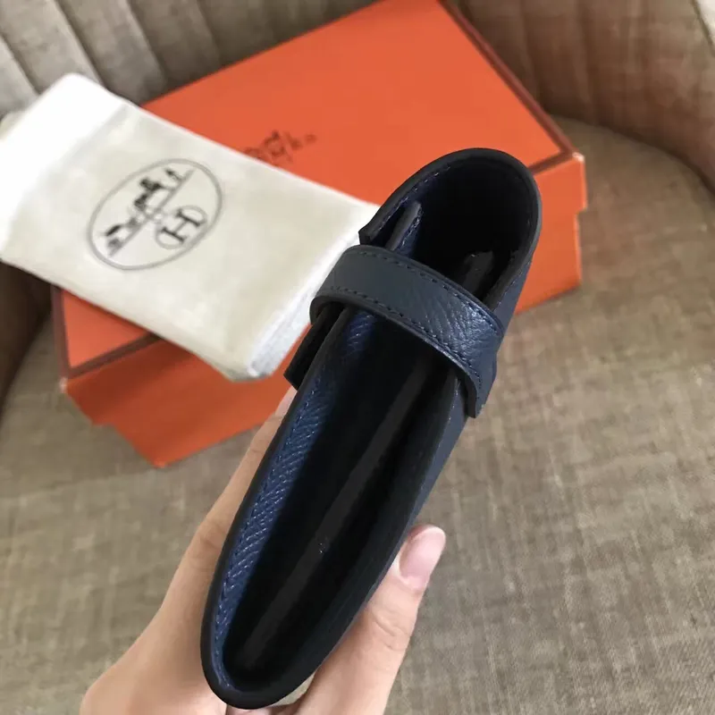 Kelly Classic Long Wallet In Navy Epsom Leather