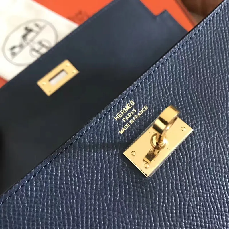 Kelly Classic Long Wallet In Navy Epsom Leather