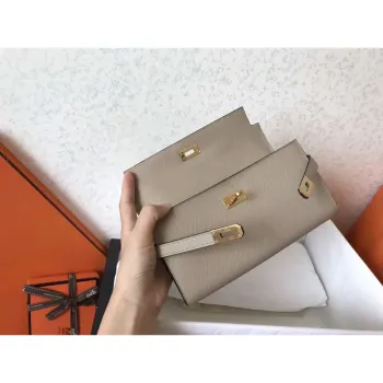 Kelly Classic Long Wallet In Grey Epsom Leather