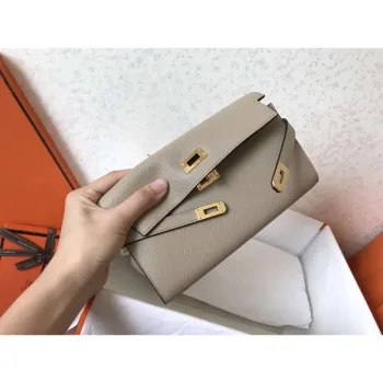 Kelly Classic Long Wallet In Grey Epsom Leather