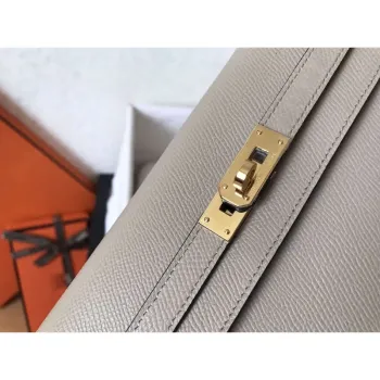 Kelly Classic Long Wallet In Grey Epsom Leather