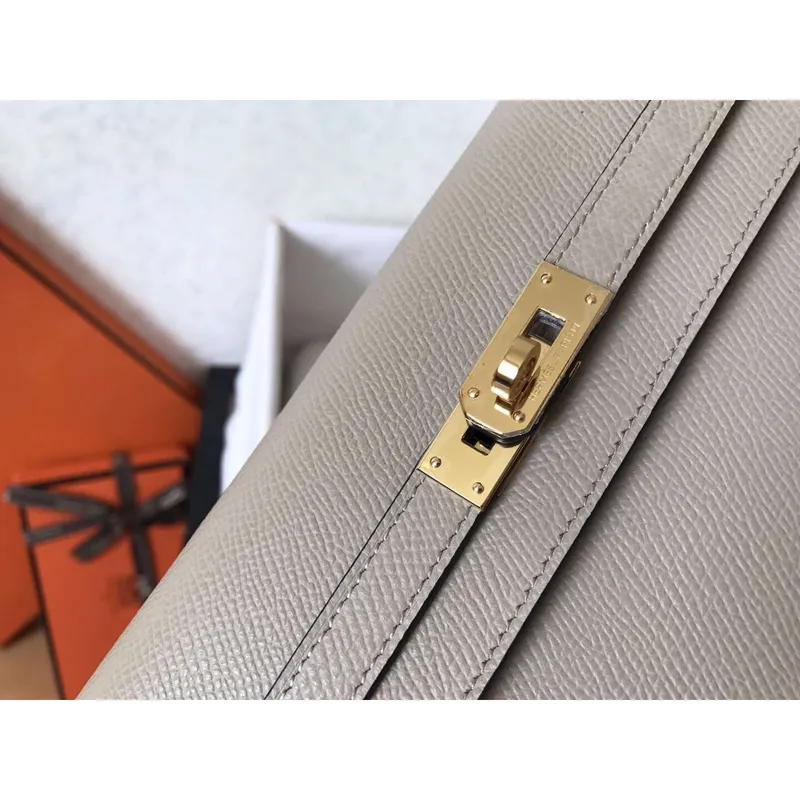 Kelly Classic Long Wallet In Grey Epsom Leather