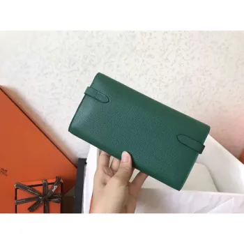 Kelly Classic Long Wallet In Malachite Epsom Leather