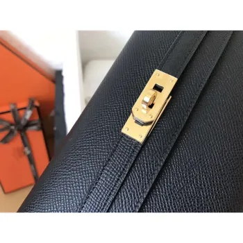 Kelly Classic Long Wallet In Black Epsom Leather