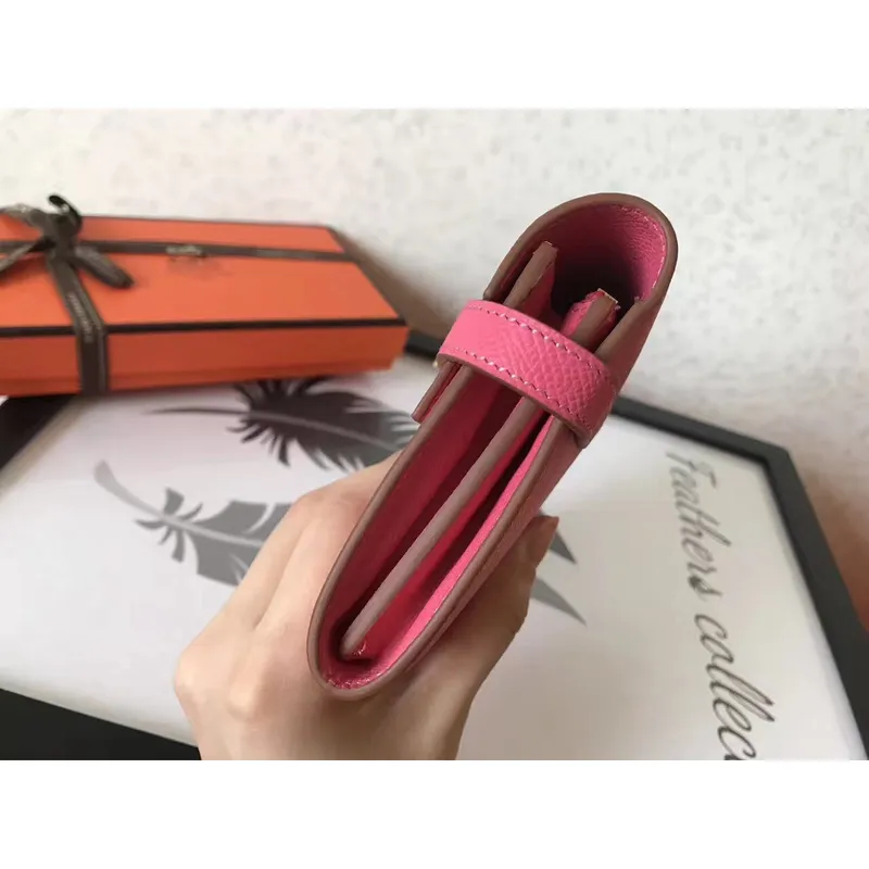 Kelly Classic Long Wallet In Pink Epsom Leather