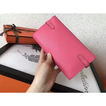 Kelly Classic Long Wallet In Pink Epsom Leather