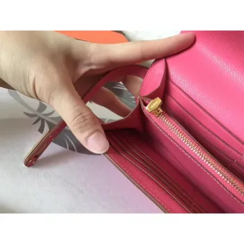 Kelly Classic Long Wallet In Pink Epsom Leather