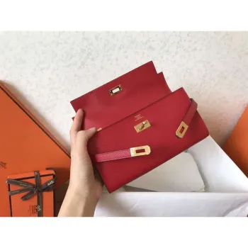 Kelly Classic Long Wallet In Red Epsom Leather
