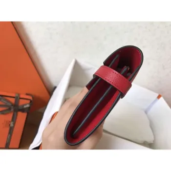 Kelly Classic Long Wallet In Red Epsom Leather