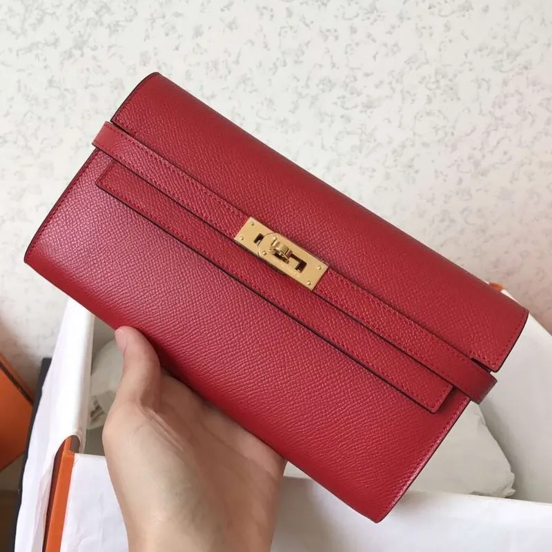 Kelly Classic Long Wallet In Red Epsom Leather