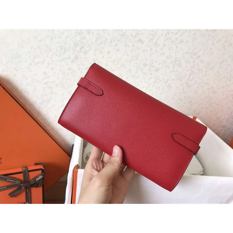 Kelly Classic Long Wallet In Red Epsom Leather