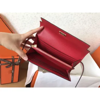 Kelly Classic Long Wallet In Red Epsom Leather