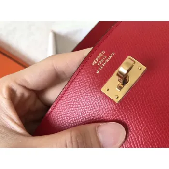 Kelly Classic Long Wallet In Red Epsom Leather