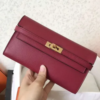 Kelly Classic Long Wallet In Ruby Epsom Leather