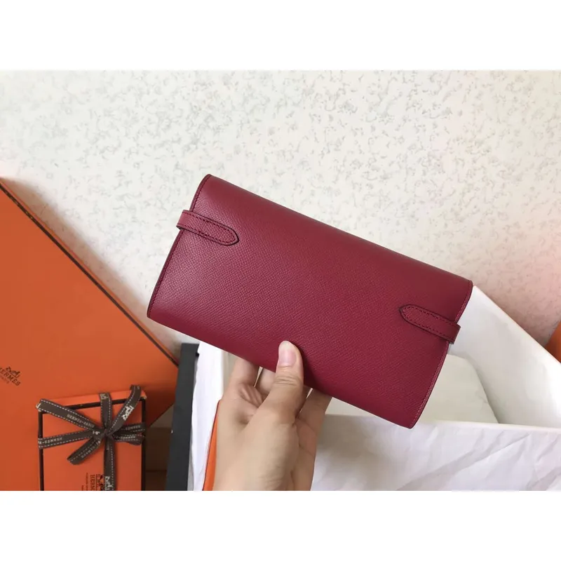 Kelly Classic Long Wallet In Ruby Epsom Leather