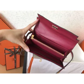 Kelly Classic Long Wallet In Ruby Epsom Leather
