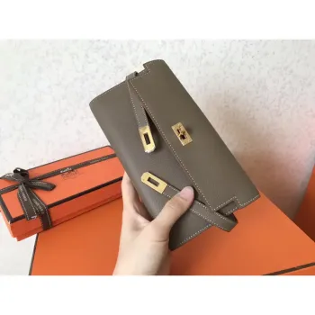 Kelly Classic Long Wallet In Taupe Epsom Leather