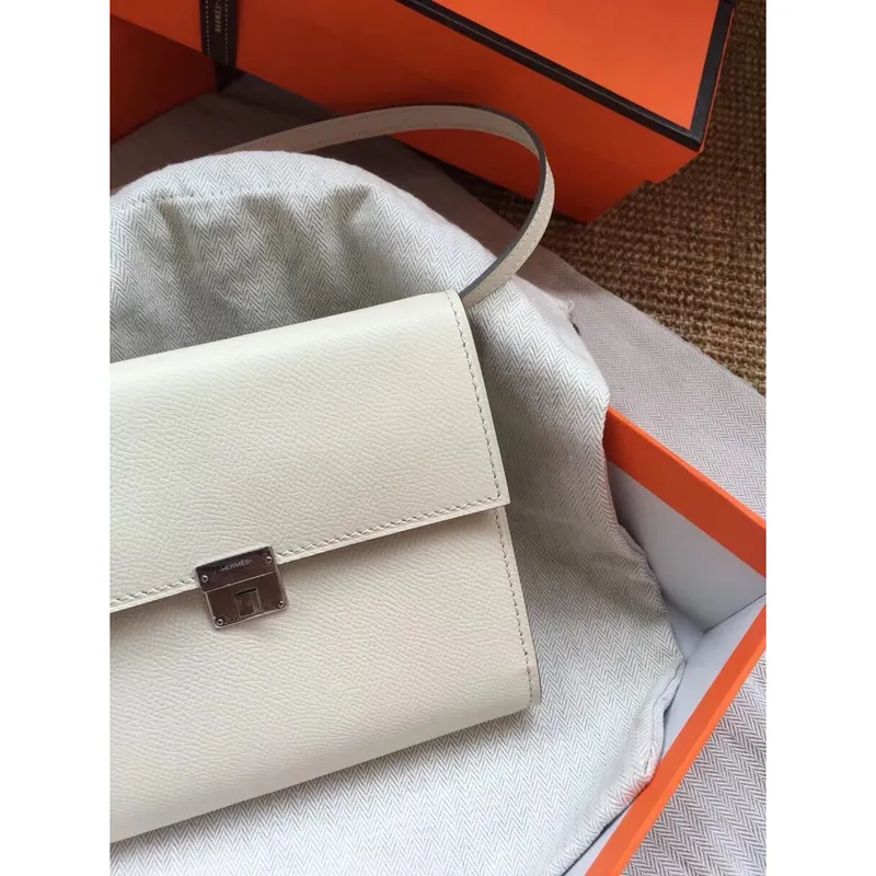 Hermes White Clic 16 Wallet With Strap