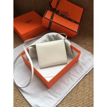 Hermes White Clic 16 Wallet With Strap