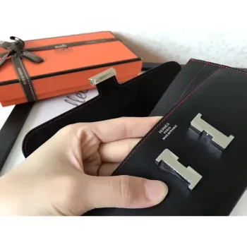 Hermes Black Swift Constance Long Wallet