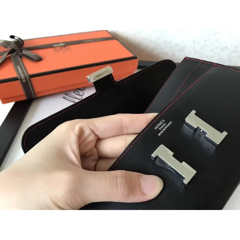 Hermes Black Swift Constance Long Wallet