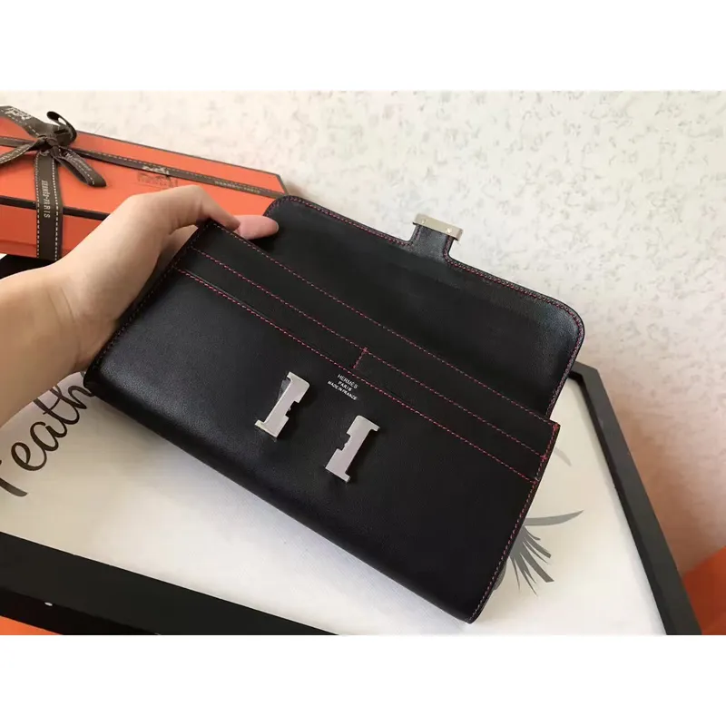 Hermes Black Swift Constance Long Wallet