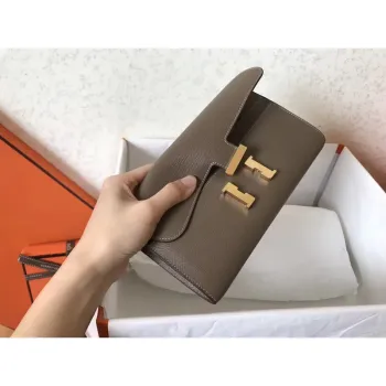Hermes Taupe Epsom Constance Long Wallet