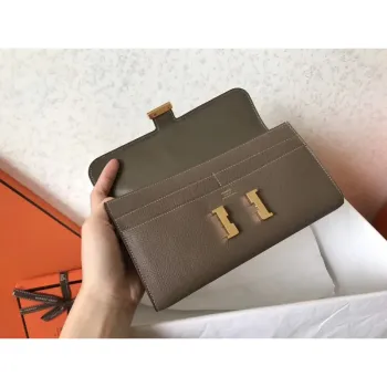 Hermes Taupe Epsom Constance Long Wallet