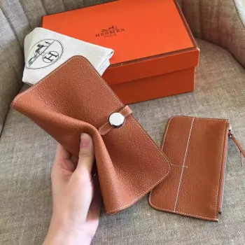 Hermes Gold Dogon Duo Combined Wallet