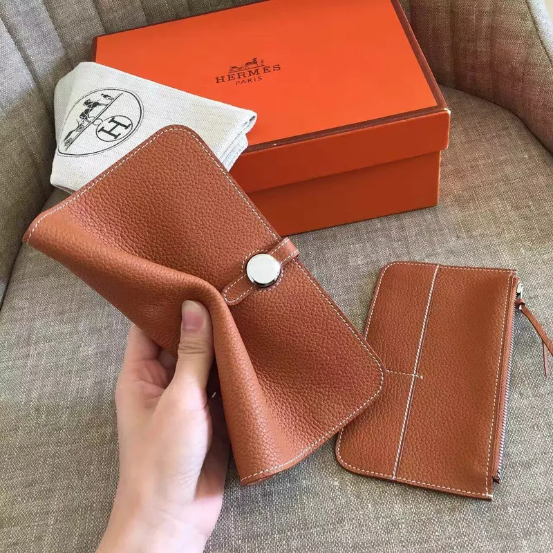 Hermes Gold Dogon Duo Combined Wallet