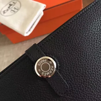 Hermes Black Dogon Duo Combined Wallet