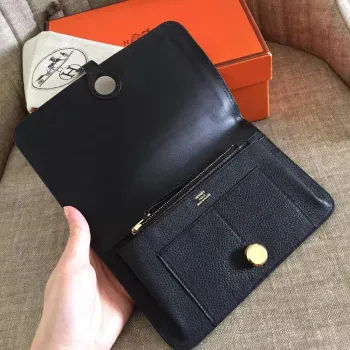 Hermes Black Dogon Duo Combined Wallet