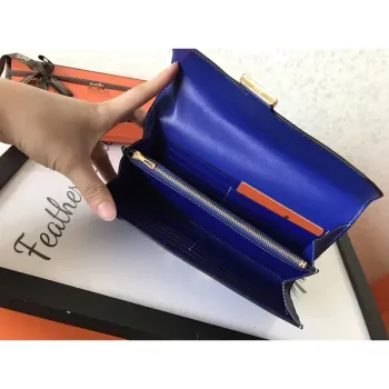 Hermes Blue Electric Epsom Constance Long Wallet