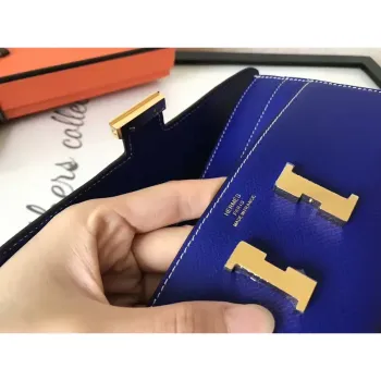 Hermes Blue Electric Epsom Constance Long Wallet