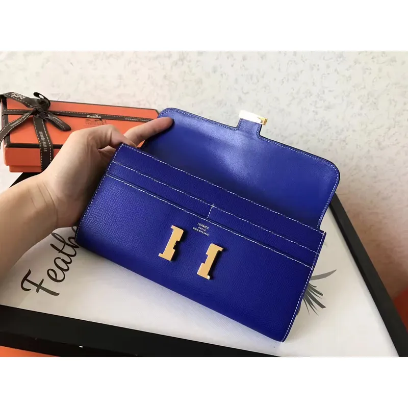 Hermes Blue Electric Epsom Constance Long Wallet