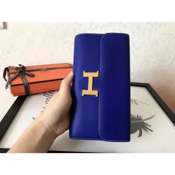 Hermes Blue Electric Epsom Constance Long Wallet