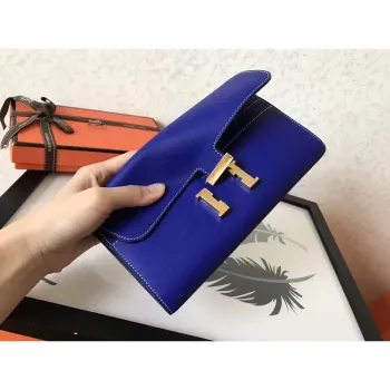 Hermes Blue Electric Epsom Constance Long Wallet