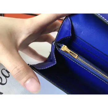 Hermes Blue Electric Epsom Constance Long Wallet