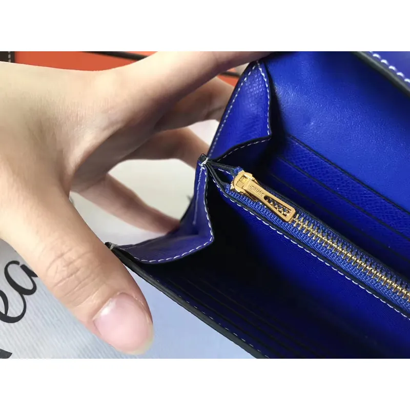 Hermes Blue Electric Epsom Constance Long Wallet