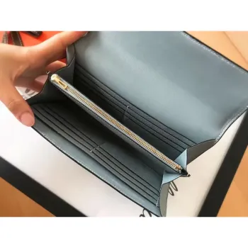 Hermes Blue Lin Epsom Constance Long Wallet