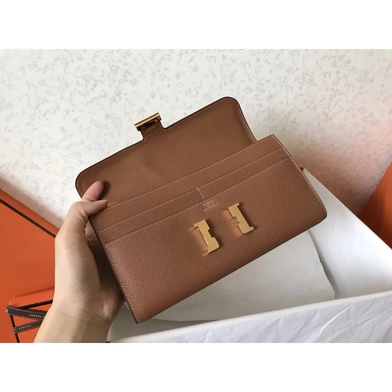 Hermes Brown Epsom Constance Long Wallet