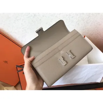 Hermes Grey Epsom Constance Long Wallet