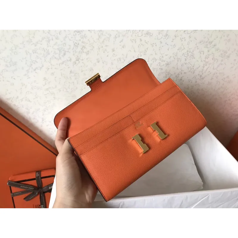 Hermes Orange Epsom Constance Long Wallet