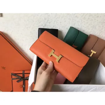 Hermes Orange Epsom Constance Long Wallet