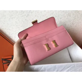 Hermes Pink Epsom Constance Long Wallet